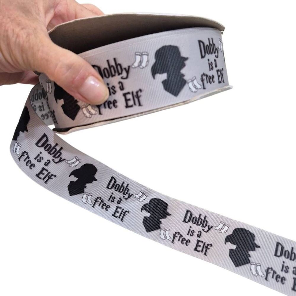 Harry Potter Dobby is a Free Elf Ribbon, 1.5" Wide Grosgrain Craft Ribbon Roll,